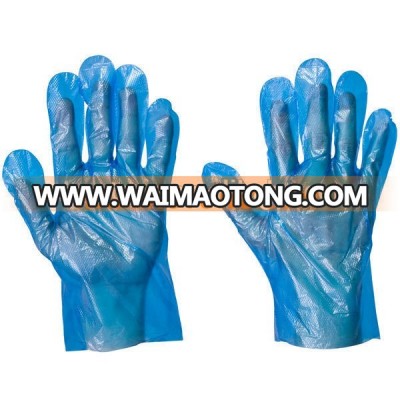 wholesale disposable blue color PE gloves with embossed