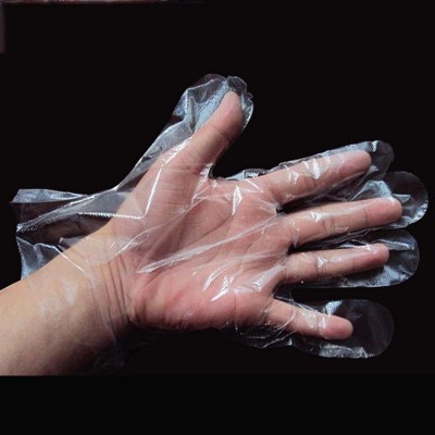 Household disposable clear plastic glove